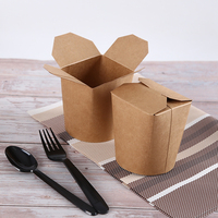 Boîte à nouilles en papier kraft jetable, imperméable, haut de gamme, écologique, avec laminage mat, emballage trapézoïdal pour nouilles et pâtes