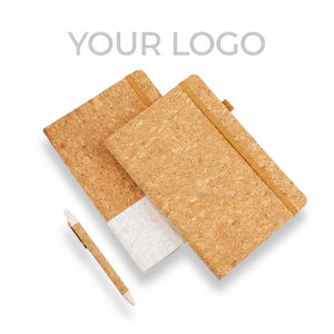 Taccuino Personalizzato Ecologico con Copertina Rigida in Sughero e Lino, Carta Riciclata Sostenibile, Diario con Texture Naturale per Regali Aziendali - Product Image 1