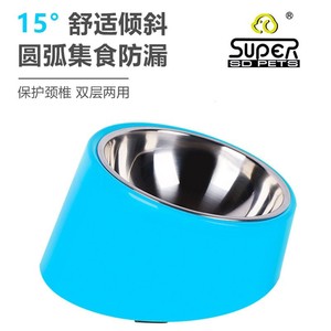 Bol incliné en acier inoxydable pour animaux de compagnie, support de cou à 15 degrés, anti-déversement pour chats et chiens, facile à nettoyer, forme arrondie - Product Image 4