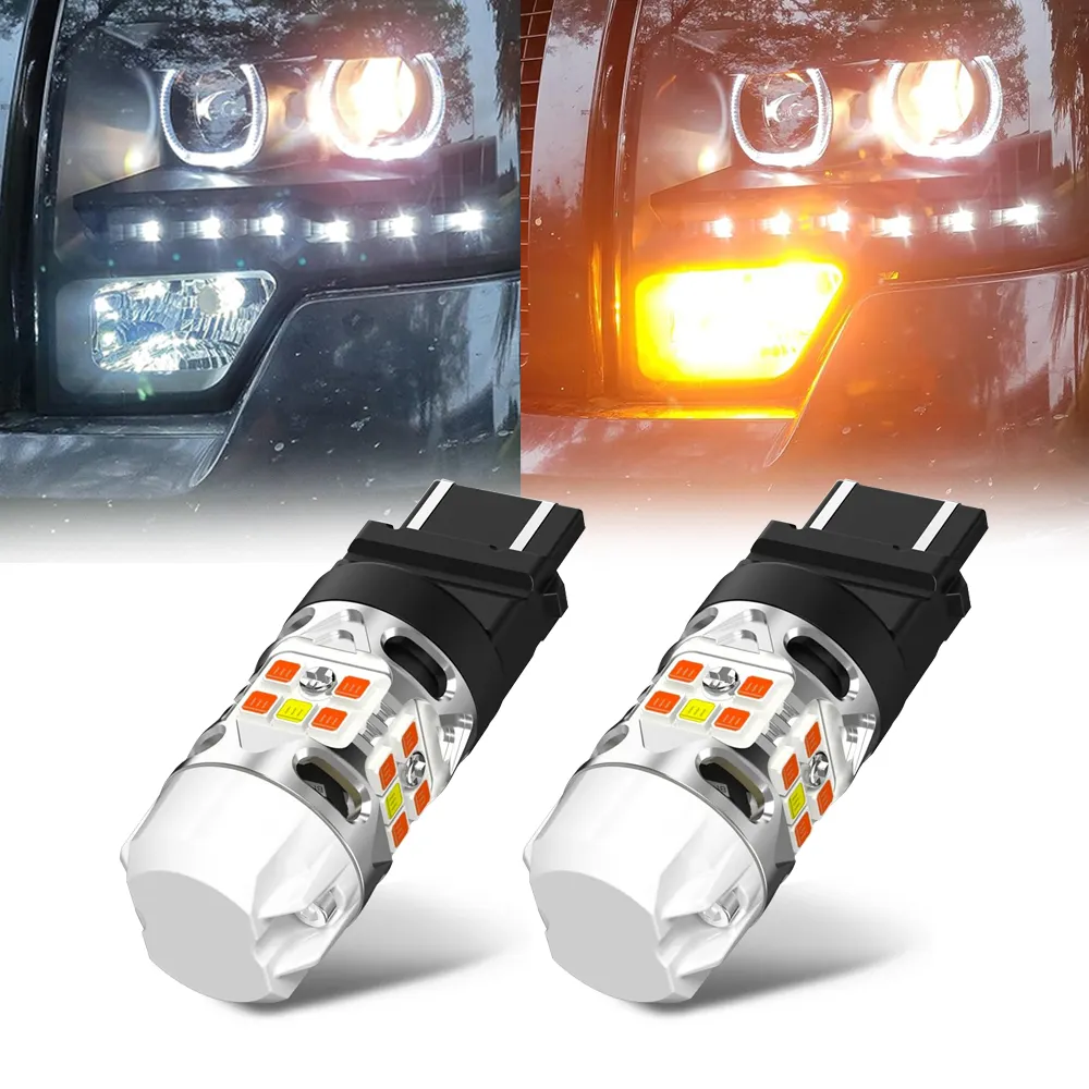 SEKO lampu sein Led T3 3157 DRL, lampu cadangan rem canbus 3030 20SMD putih kuning merah untuk Aksesori Mobil