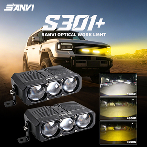 SANVI S301+ Lampe de travail LED 3 couleurs 5500K 4300K 3000K IP67 Étanche Double ventilateur de refroidissement Phare de conduite tout-terrain pour SUV 4x4 Camion - Product Image 1