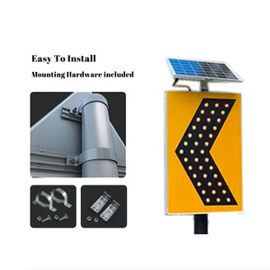 Señal de Tráfico Solar ECOSOLAR ECO-ROADTRAFFIC con Luz de Advertencia Intermitente LED, Señal de Advertencia Chevron - Product Image 1