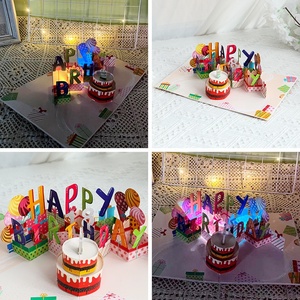 Tarjeta de felicitación emergente 3D con música de pastel de <span class=keywords><strong>feliz</strong></span> cumpleaños con luces y sonido, regalo creativo, tarjeta de felicitación de cumpleaños - Product Image 6