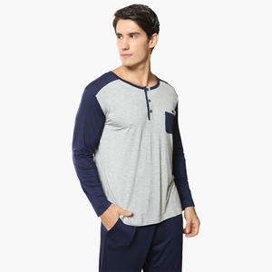 Ensemble de pyjama pour homme, pyjama en coton respirant, vêtements de nuit personnalisés pour homme, ensemble de pyjama bicolore - Product Image 3