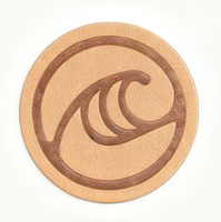 Écussons ronds personnalisés en cuir PU, étiquettes écologiques thermosoudées pour vêtements, chapeaux, accessoires de couture, OEM, faible MOQ
