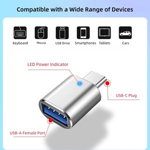 Adaptateur USB-C vers USB OTG en alliage de zinc pour ordinateurs portables, compatible Thunderbolt 4/3, iPhone 16/15, <span class=keywords><strong>MacBook</strong></span> <span class=keywords><strong>Pro</strong></span>, pour S24, iPad - Product Image 3
