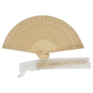 Folding Hand Held Fans Sandalwood Ladies Plain Wooden Hand Held Portable Travel Decoration Fans For Wedding Decorating Wall
