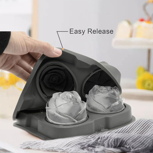 ถาดน้ำแข็งซิลิโคนรูปกุหลาบสำหรับใช้ในตู้แช่แข็งเกรดอาหารปลอดภัยสำหรับของจำเป็นสำหรับบ้านใหม่ถาดน้ำแข็งที่มีฝาปิดสำหรับวิสกี้บูร์บง - Product Image 5