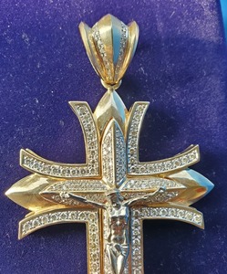 Jesus <b>Cross</b> Diamond Look Pendant Necklace Iced Out Religious Faith Charm Statement Jewelry Gift For <b>Men</b> Women - Product Image 4