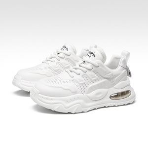 Men's White <b>Sneakers</b> Thick Sole Height Increasing Casual Shoes Outdoor Commuter Fashionable Wear Resistant Lace Up - Product Image 4