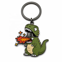 Porte-clés Dinosaure T-Rex Souffleur de Feu en Émail Souple, Accessoires de Sac à Dos, Porte-clés Métallique Personnalisé, Vente en Gros