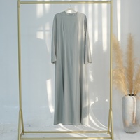 Robe décontractée à bretelles, manches longues, col rond, pour femmes musulmanes, Abaya modeste, style Dubaï Turquie, en stock usine, personnalisable