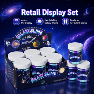 Set de exhibición de 6 tarros de slime de mantequilla Galaxy al por mayor, serie Cielo Estrellado, juguete sensorial suave y elástico para aliviar el estrés para niños, OEM - Product Image 2