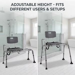 Silla de Ducha Deslizante de Aluminio <span class=keywords><strong>RUFU</strong></span> RF3401A con Reposabrazos Giratorios, Altura Ajustable, Acabado Mate, Capacidad de 150 kg, Diseño Moderno - Product Image 6