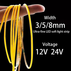 Tira de Luces <span class=keywords><strong>LED</strong></span> de Entrega Rápida, Ultrafina de 3 mm, 384 <span class=keywords><strong>LED</strong></span>, Bajo Voltaje, Sin Parpadeo, Sin Puntos ni Sombras, Tira de Luces COB para Vitrinas de Automóviles - Product Image 2