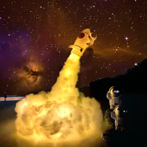 Rocket-Lámpara Led especial para amantes del espacio, luz de noche, cohete, nubes, artesanal