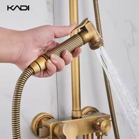 Luxe Antique Laiton Hôtel Utilisation Salle De Bains Robinet Ensemble Mur Monté Pluie Douche Mélangeur Baignoire Caractéristique Céramique Valve Noyau pour Villas