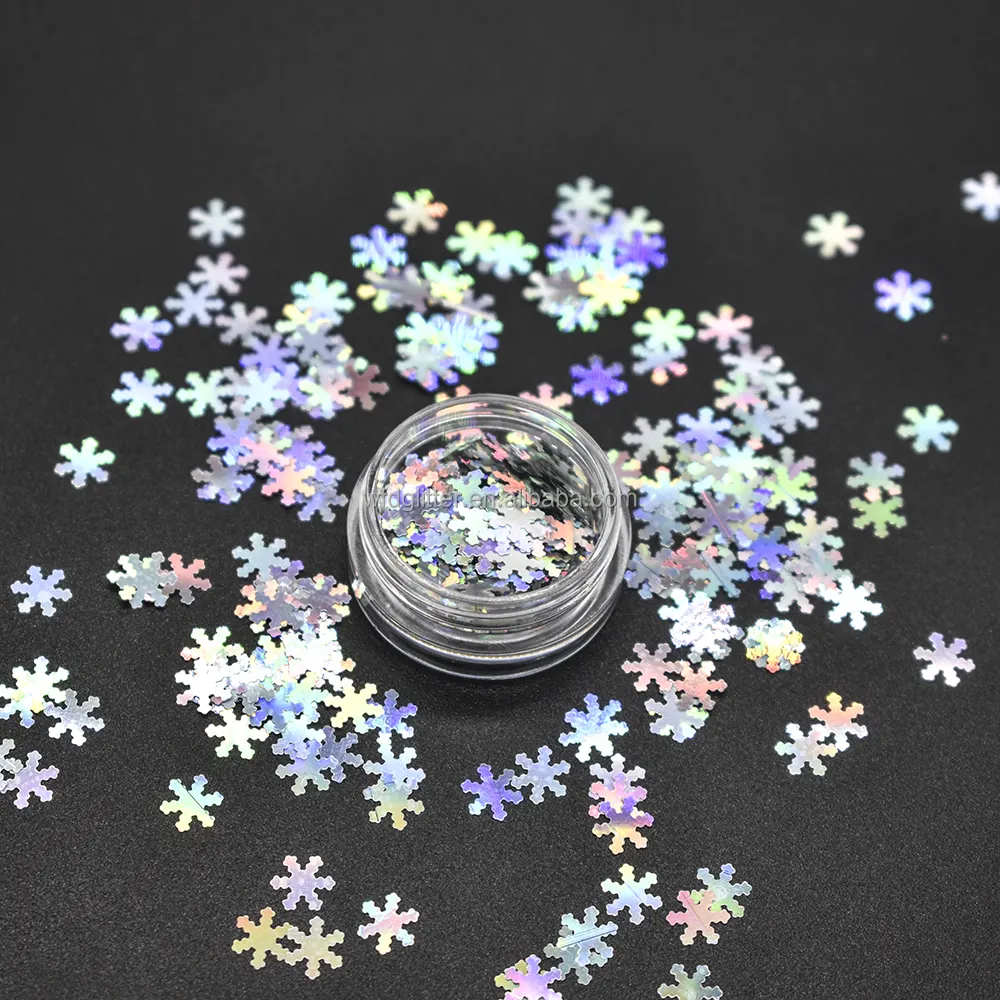 Holo graphic Glitter 6MM Schneeflocke Pailletten Glitter für DIY Nail Art Crafts Weihnachts dekoration