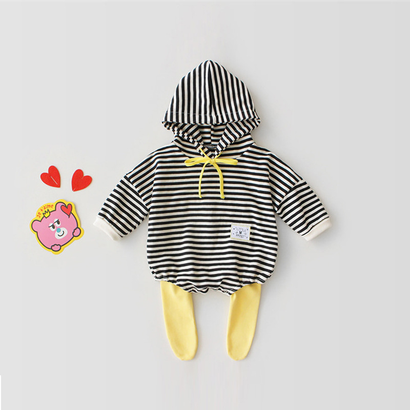 2020 оптовая продажа; Новое поступление; Толстовка с капюшоном для малышей; Комбинезон в черно-белую полоску