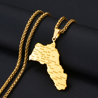 Colliers pendentifs kurdes tendance en acier inoxydable de 5 cm, grande taille, pour femmes et hommes # 270621