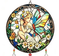Attrape-soleil rond Art Déco en verre coloré avec gouttes de cristal, personnalisable avec logo OEM/ODM disponible en gros