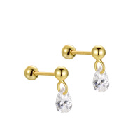 Zierliche 18K Vergoldete Sterling Silber Marquise Tropfen Flache Ohrstecker 925 Sterling Silber Tropfenförmige Hängeohrringe