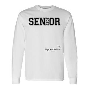 T-shirt à manches longues unisexe col rond Senior 2025 – Souvenir de remise de diplôme – Personnalisez mon dos – Retour à l'école - Product Image 1