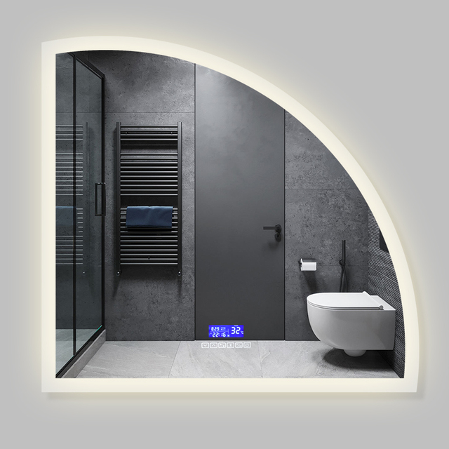 Intelligent Led Defogging Bathroom Mirror Time Display Function Wall Mounted Lighted Bluetooth Music Bathroom Mirror