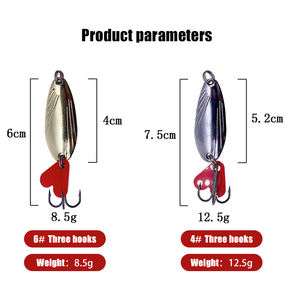 Esche artificiali in metallo color oro e argento con lama a cuore rosso per la <span class=keywords><strong>pesca</strong></span> a spinning - Product Image 6
