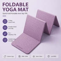 Tapis de yoga Amyup pliable, portable, antidérapant, double face, en TPE, résistant aux taches, imperméable, 183 cm