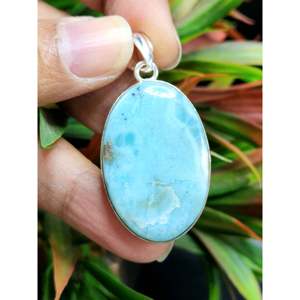 Colgante de larimar en plata alemana - joyería de cristal/gema, regalo para el Día de la Madre/cumpleaños/compromiso/boda/aniversario - Product Image 1
