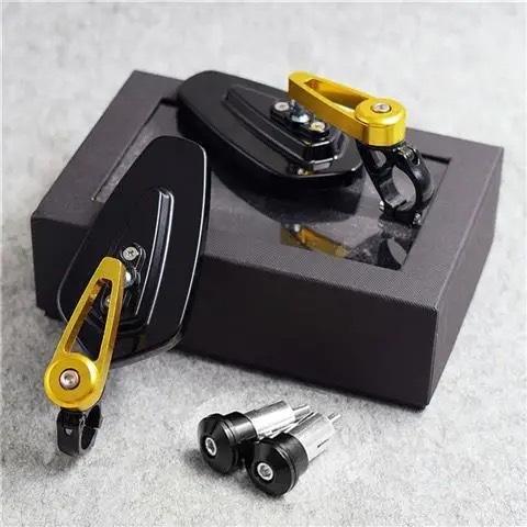 กระจกมองข้างแฮนด์สีทอง (กระจกสีฟ้า)