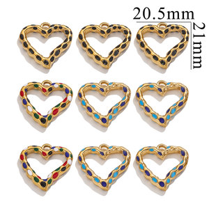 Breloques Cœur en Émail Coloré avec Cadre en Or PVD 18K |   Pendentif en forme de cœur vibrant pour colliers, bracelets et fabrication de bijoux DIY - Product Image 4