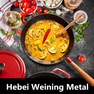 Wok de hierro fundido esmaltado de estilo chino, olla de hierro fundido con un mango de madera, tamaño grande <span class=keywords><strong>para</strong></span> el hogar, cocina, fábrica, buen precio - Product Image 2