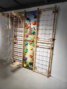 Set da Arrampicata per Bambini 9 in 1, Struttura in Legno per Giochi di Arrampicata, Attrezzatura da Palestra per Bambini - Product Image 3