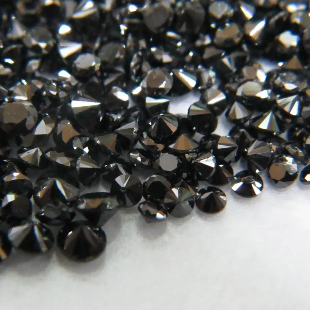 1.3-1.6mm Naturale Allentato Rotondo Cut Fancy Diamante Nero Tagliato e Lucidato per L'impostazione