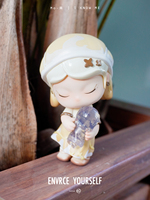 Figurine Chibi Mignonne Chat Rose à Oreilles Floquées, Poupée Kawaii en Boîte Mystère à Surface Floquée Douce, Jouet d'Art pour Collection et Décoration