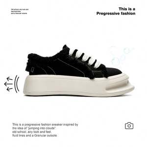 Nuevo Par de Zapatos Casuales para Caminar para Hombre y Mujer con Diseño de Moda Único, Color Negro y Blanco, Suela Gruesa, Parte Superior de Lona - Product Image 3