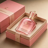 Flacon de parfum rond en verre de luxe 100 ml, pulvérisateur personnalisé coloré, étiquette, logo, vide avec boîte