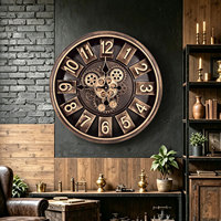 Horloge murale de luxe de 18 pouces, couleur bronze doré brun foncé, style arabe, pour la décoration de la maison, horloge à aiguilles à quartz à face unique, CE RoHs