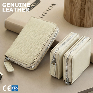 3314 <span class=keywords><strong>E</strong></span> + Style japonais véritable cuir de vachette portefeuille grande capacité Compact Simple fermeture éclair porte-monnaie à la mode RFID porte-carte - Product Image 1