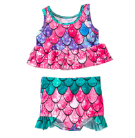 Maillot de bain d'été pour tout-petits, vente en gros, pour fille, mignon, style camisole, une pièce à volants, vêtements de natation tendance, avec bretelles à nœuds, pour bébé fille