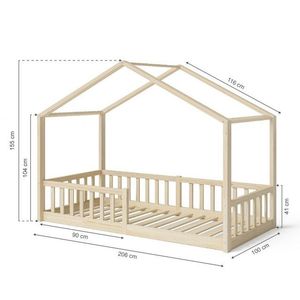 Cama Infantil Moderna en Oferta, Cama <span class=keywords><strong>de</strong></span> Madera con Forma <span class=keywords><strong>de</strong></span> Casa <span class=keywords><strong>de</strong></span> Árbol para Niños, 90 x 190 cm - Product Image 5