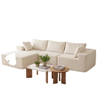 Ensemble de canapés modulaires en forme de L, tissu en velours côtelé PU, éponge haute densité, design moderne minimaliste écologique, sièges pliables