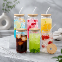 JY Lot de 6 verres à boire avec couvercles et pailles, 16oz/500ml, pour café glacé, smoothies, bière, gobelets transparents anti-fuite