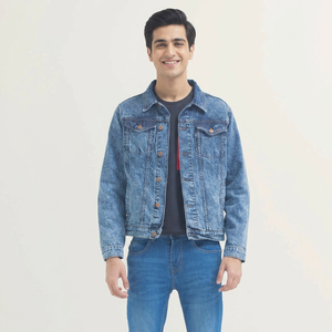 Chaquetas de mezclilla para hombre de ropa de calle con logotipo personalizado Chaquetas de mezclilla para hombre Servicios OEM al por mayor al precio más barato - Product Image 1