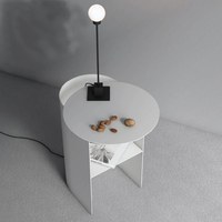 Table de chevet ronde minimaliste, table d'appoint compacte pour canapé, table de chevet en acier inoxydable de luxe léger, mobilier moderne pour la maison