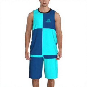 Ensemble d'uniformes de basketball Long Mission unisexe, bleu turquoise à carreaux, respirant, 100 % polyester, taille adulte, service OEM - Product Image 4