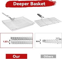 Panier de cuisson RTT en acier inoxydable extra large avec poignée détachable pour grillades de poisson, crevettes et légumes - Idéal pour barbecue extérieur et cuisine en camping