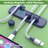 Vente chaude Silicone Câble Titulaire Magnetics Adhésif Bureau Cordon Fil Clips Organisateur OEM LOGO Magnétique Câble Gestion